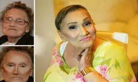 تغییر باورنکردنی پیرزن 80 ساله بعد آرایش