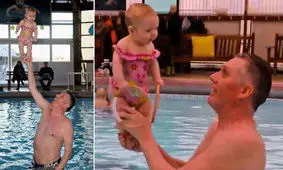 این نوزاد 4 ماهه روی پای خود می ایستد