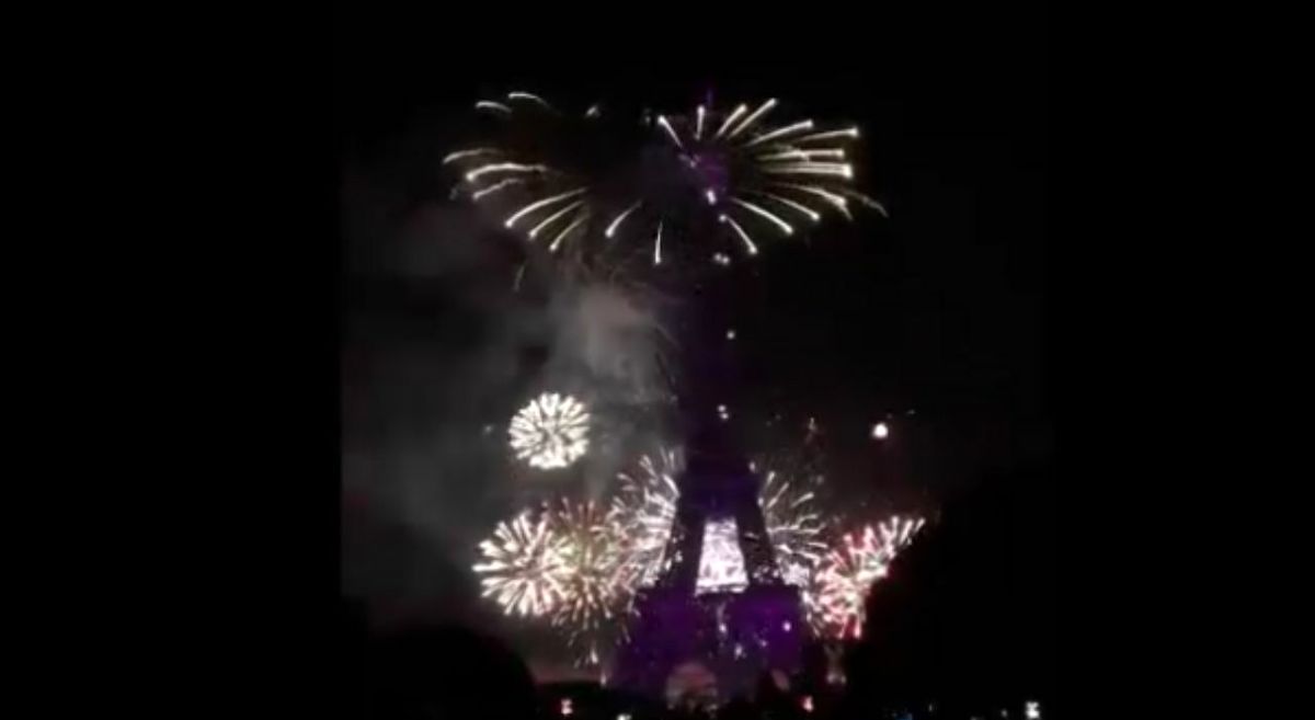 آتش بازی دیدنی برج ایفل پس از قهرمانی تیم ملی فرانسه