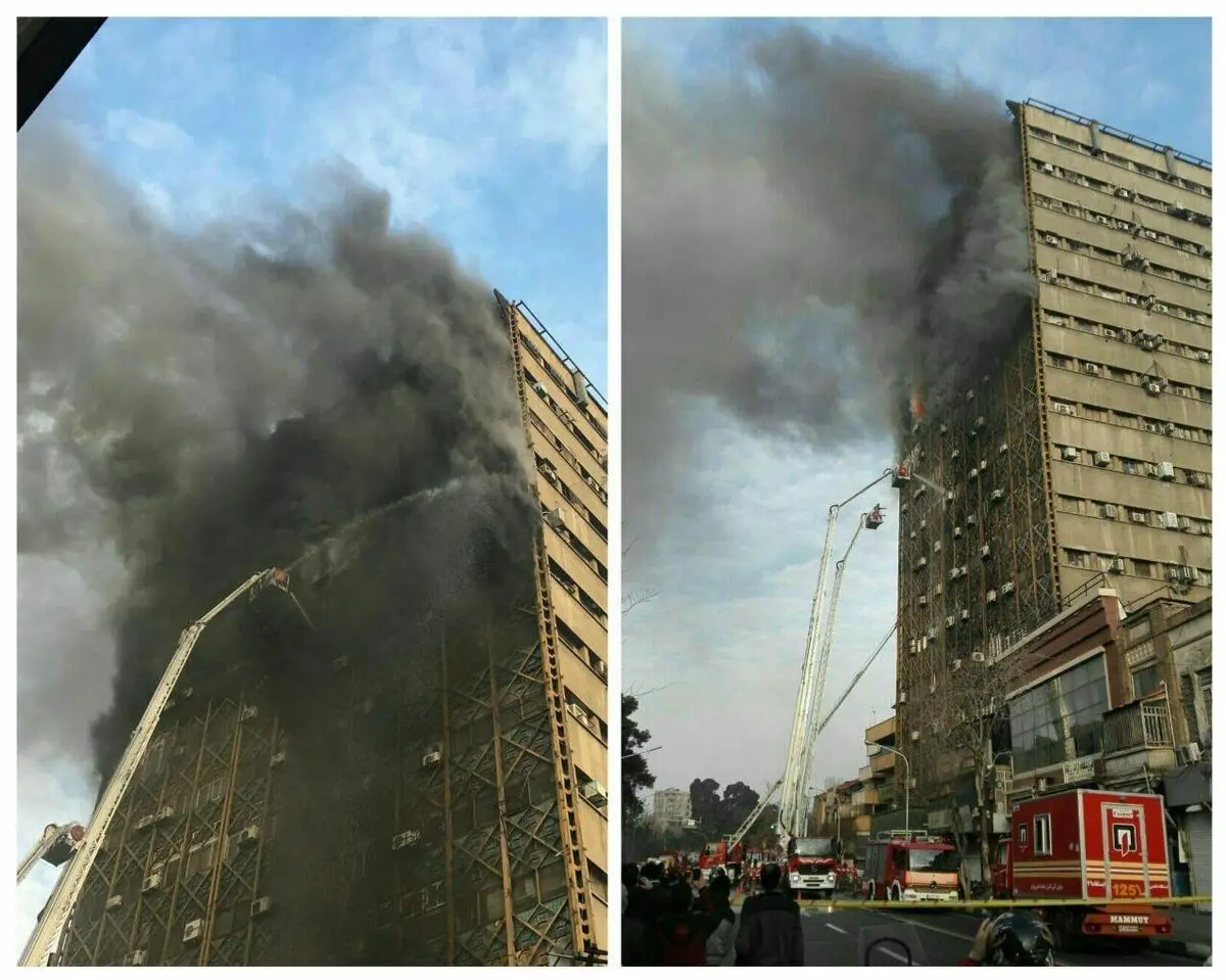لحظه‌ای دیگر از فروریختن ساختمان پلاسکو/ شائبه امنیتی بودن حادثه صحت ندارد
