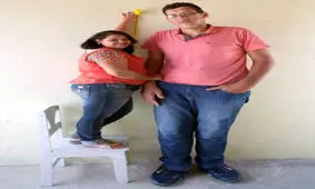 ازدواج جالب دختر 145سانتی با پسر 233 سانتی