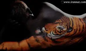 نقاشی شگفت انگیز این زن روی بدن انسان!