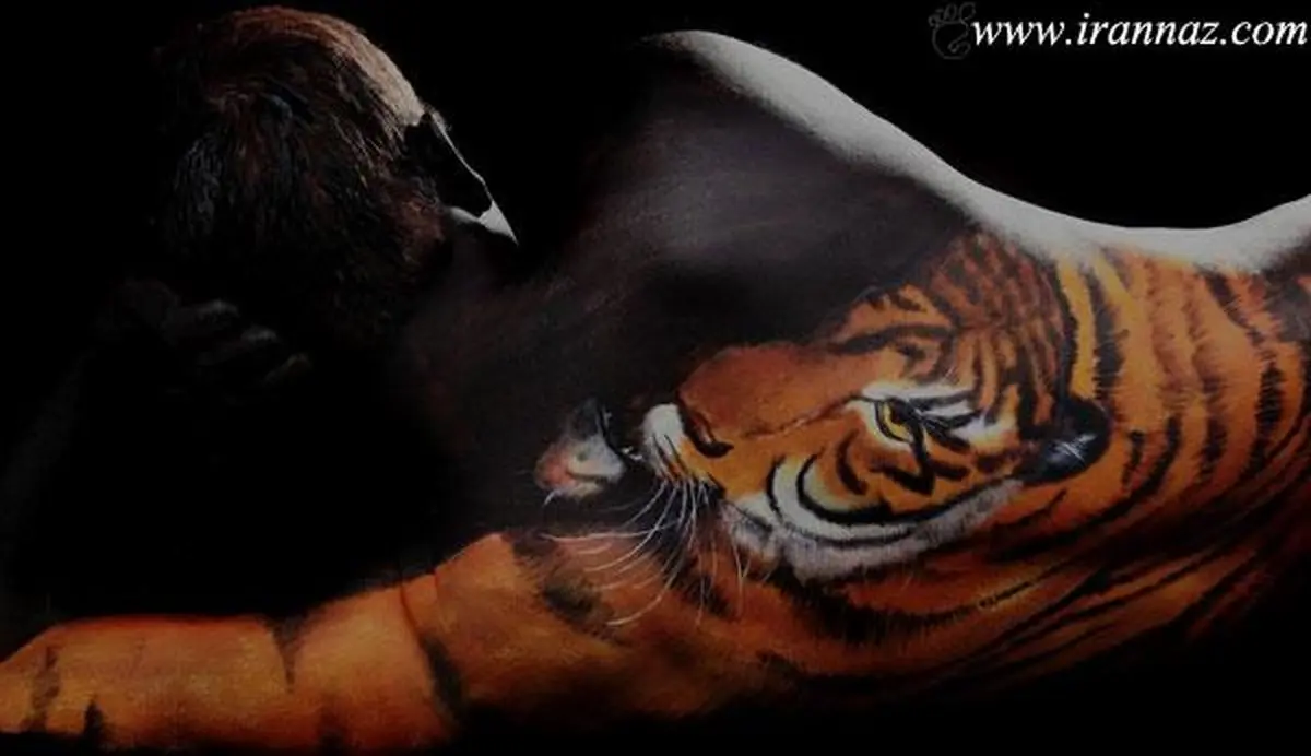 نقاشی شگفت انگیز این زن روی بدن انسان!