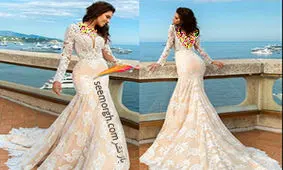 لباس عروس بژ طلایی،جدیدترین مدل لباس عروس تابستانی در دنیای مد