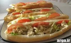 دستور تهیه ساندویچ مرغ و سبزیجات با پنیر