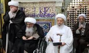 تکریم آیت‌الله وحید خراسانی توسط علامه مصباح + تصویر