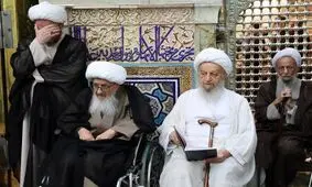تکریم آیت‌الله وحید خراسانی توسط علامه مصباح + تصویر