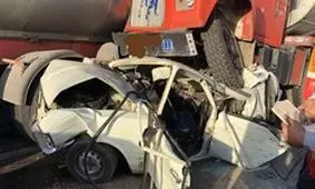 برخورد ۶ دستگاه تریلی و خودروی سواری+ تصاویر