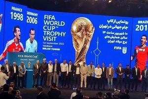 بی نظمی در مراسم رونمایی از کاپ جام جهانی در تهران/ جواد خیابانی: خاک عالم تو سر من/ ویدئو