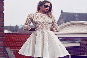 مدل لباس مجلسی سفید کوتاه و بلند گیپور + تصاویر