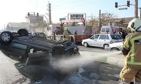 "پراید" پژو ۲۰۶ را واژگون کرد + تصاویر