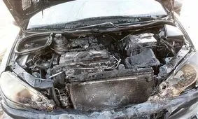 آتش گرفتن موتور پژو ۲۰۶ در بزرگراه آزادگان + تصاویر