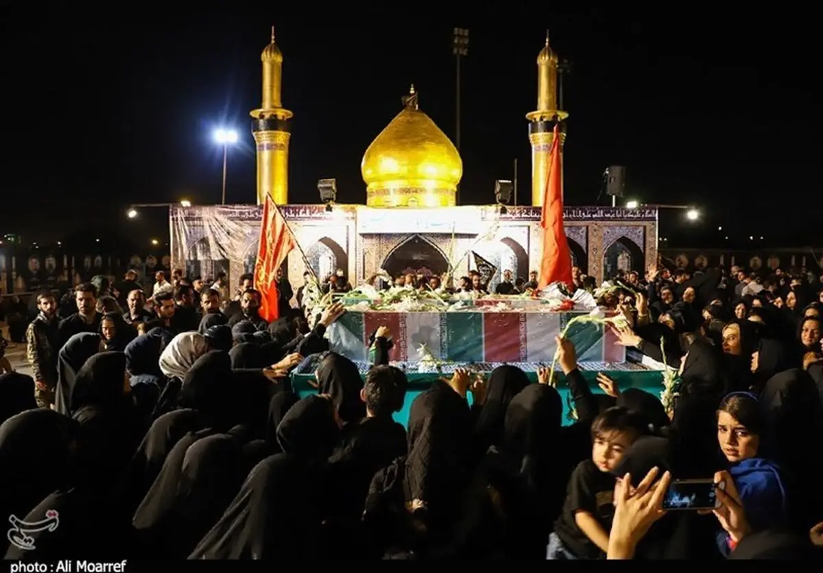 استقبال از پیکر مطهر دو شهید گمنام در بین‌الحرمین اهواز به‌روایت تصویر