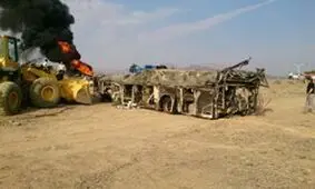 انتقال اجساد حادثه تصادف اتوبوس با تریلی به اصفهان