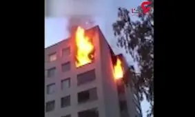 مرگ دردناک یک مرد هنگام فرار از آتش طبقه هفتم + فیلم