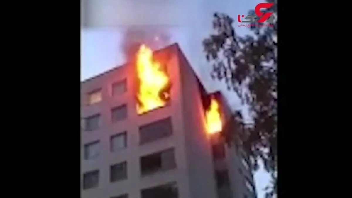 مرگ دردناک یک مرد هنگام فرار از آتش طبقه هفتم + فیلم