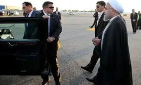 فیلمی از لحظه سفر روحانی به نيويورک