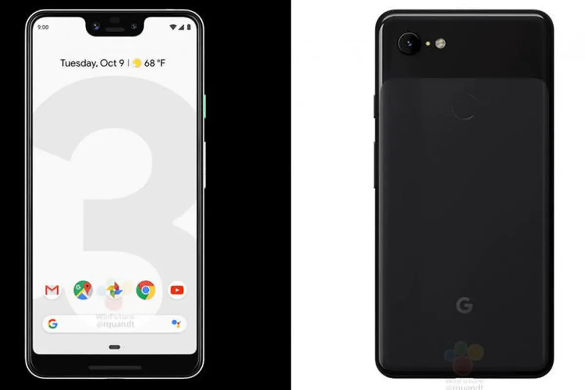 تصاویر رندر رسمی پیکسل 3 و پیکسل 3 ایکس‌ ال در رنگ مشکی و سفید فاش شد