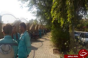 کارگران فضای سبز اهواز مقابل استانداری خوزستان تجمع کردند