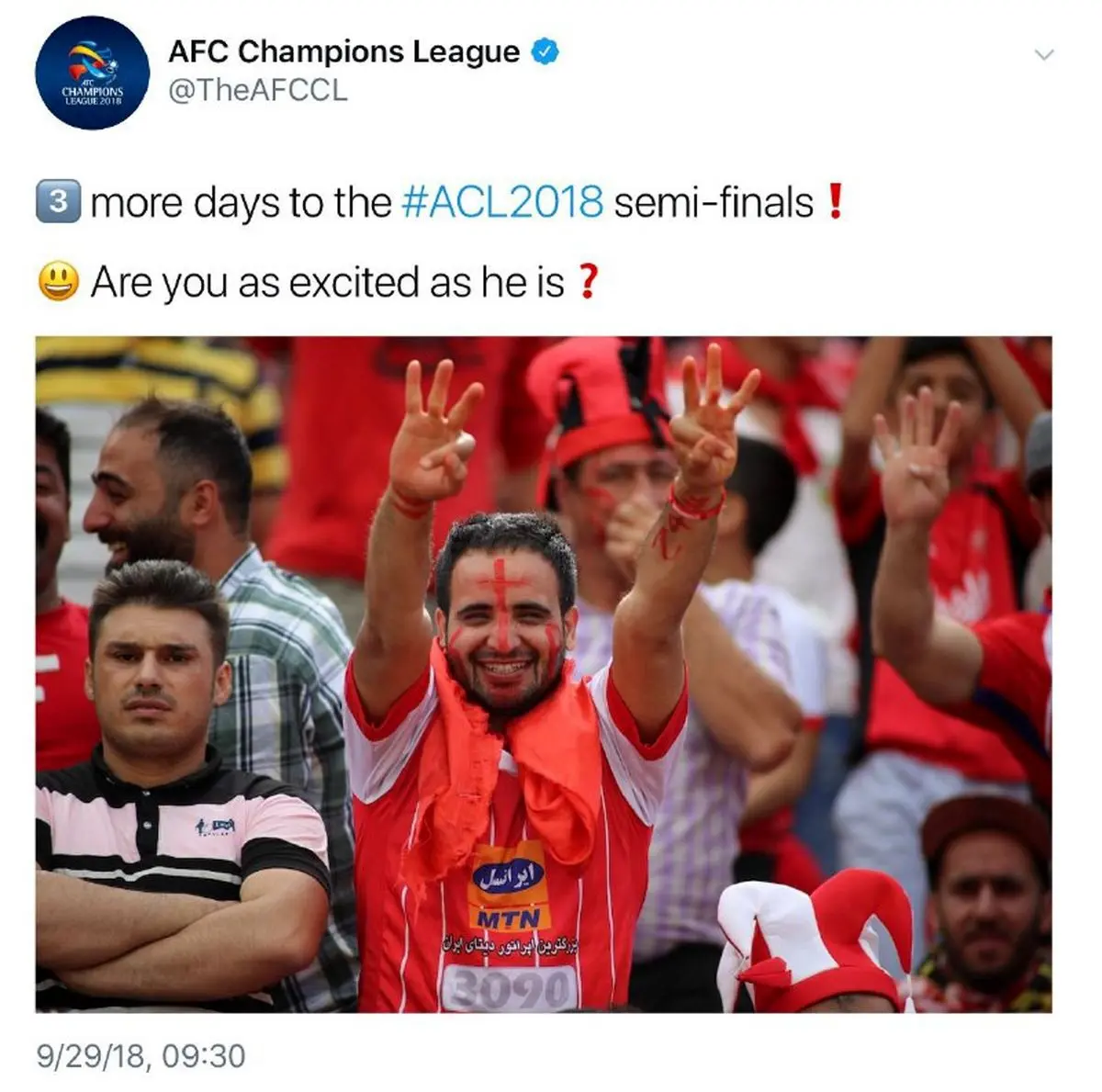 هوادار پرسپولیس سوژه AFC شد+عکس