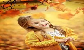 ژست عکس کودک برای عکاسی در پاییز