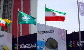 پرچم ایران در دهکده مسابقات به اهتزاز درآمد
