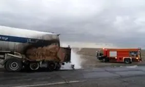 بازهم حادثه تانکر سوخت حوالی نطنز+تصاویر