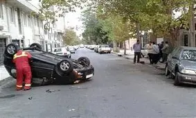 واژگونی MVM پس از تصادف با پراید + تصاویر