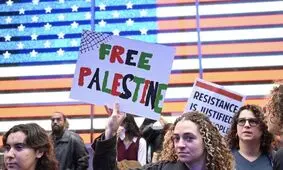 تظاهرات همزمان حامیان فلسطین و اسرائیل در میدان تایمز نیویورک/ عکس
