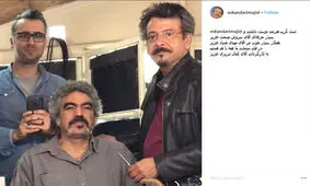 سروش صحت در اتاق گریم فیلم کمال تبریزی