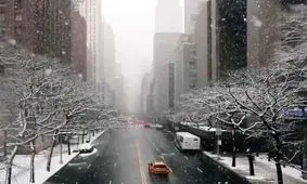 نمایی زیبا از بارش برف در نیویورک