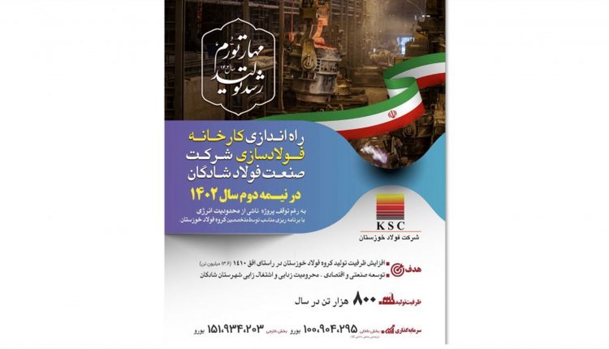 جزئیات راه اندازی پروژه فولاد شادگان برای سال ۱۴۰۲