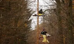  پلیس آلمان با جرثقیل معترضان را پایین کشید/ ویدئو