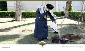 کاشت ۲ نهال میوه توسط رهبر انقلاب