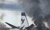 انهدام کامل هواپیما در فرودگاه بوشهر؛ جز بخشی از دم، چیزی از بدنه باقی نمانده است