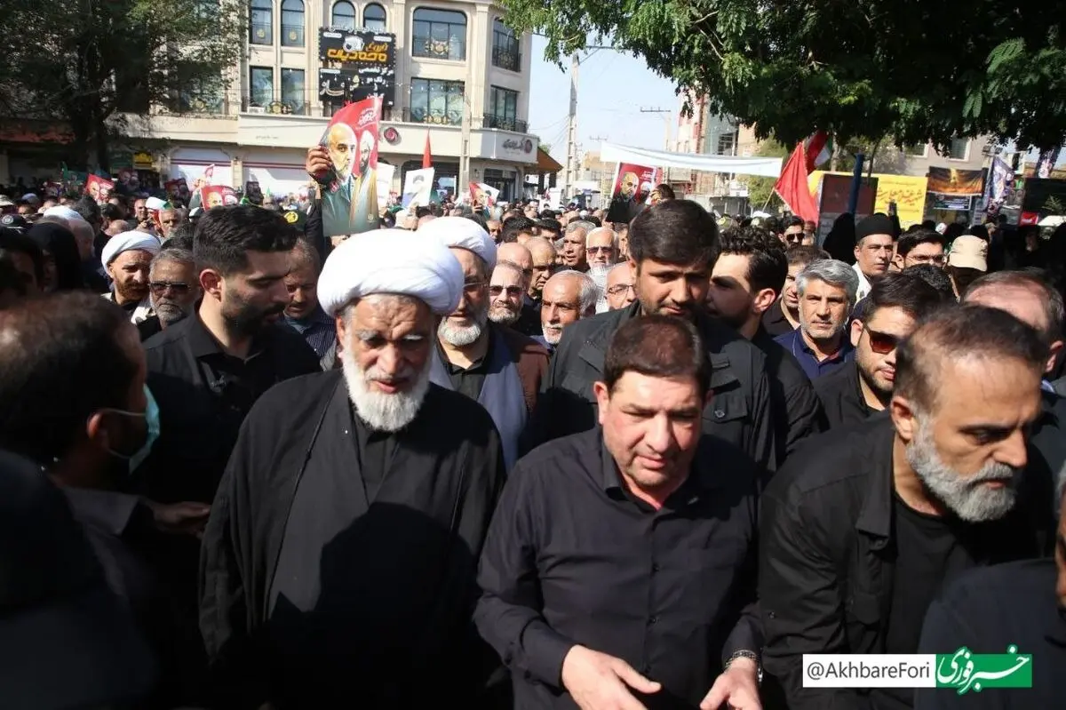 حضور آیت‌الله کعبی، علی لاریجانی و مخبر در تشییع پیکر سپهبد شهید غلامعلی رشید/ مشاور و دستیار رهبر انقلاب: اسرائیل به زودی ریشه‌کن خواهد شد/ ویدئو


