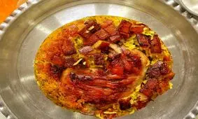 طرز تهیه ته انداز مرغ با شوید و سیب زمینی زعفرانی