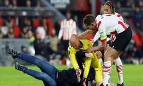 کتک‌کاری جیمی‌جامپ با دروازه‌بان سویا در لیگ اروپا/ ویدئو