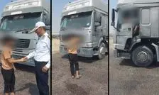 نوجوان ۱۷ ساله پشت فرمان کامیون ۱۰ چرخ؛ پلیس از راه رسید/ ویدئو