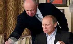 سانسور روسی تصویر پوتین و فرمانده واگنر در روی دیوار/ عکس
