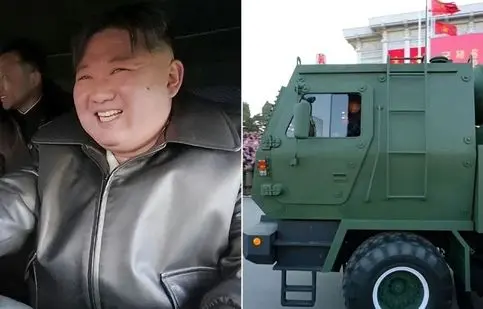 عکس خندان رهبر کره شمالی پشت فرمان کامیون «لانچر موشک‌انداز»