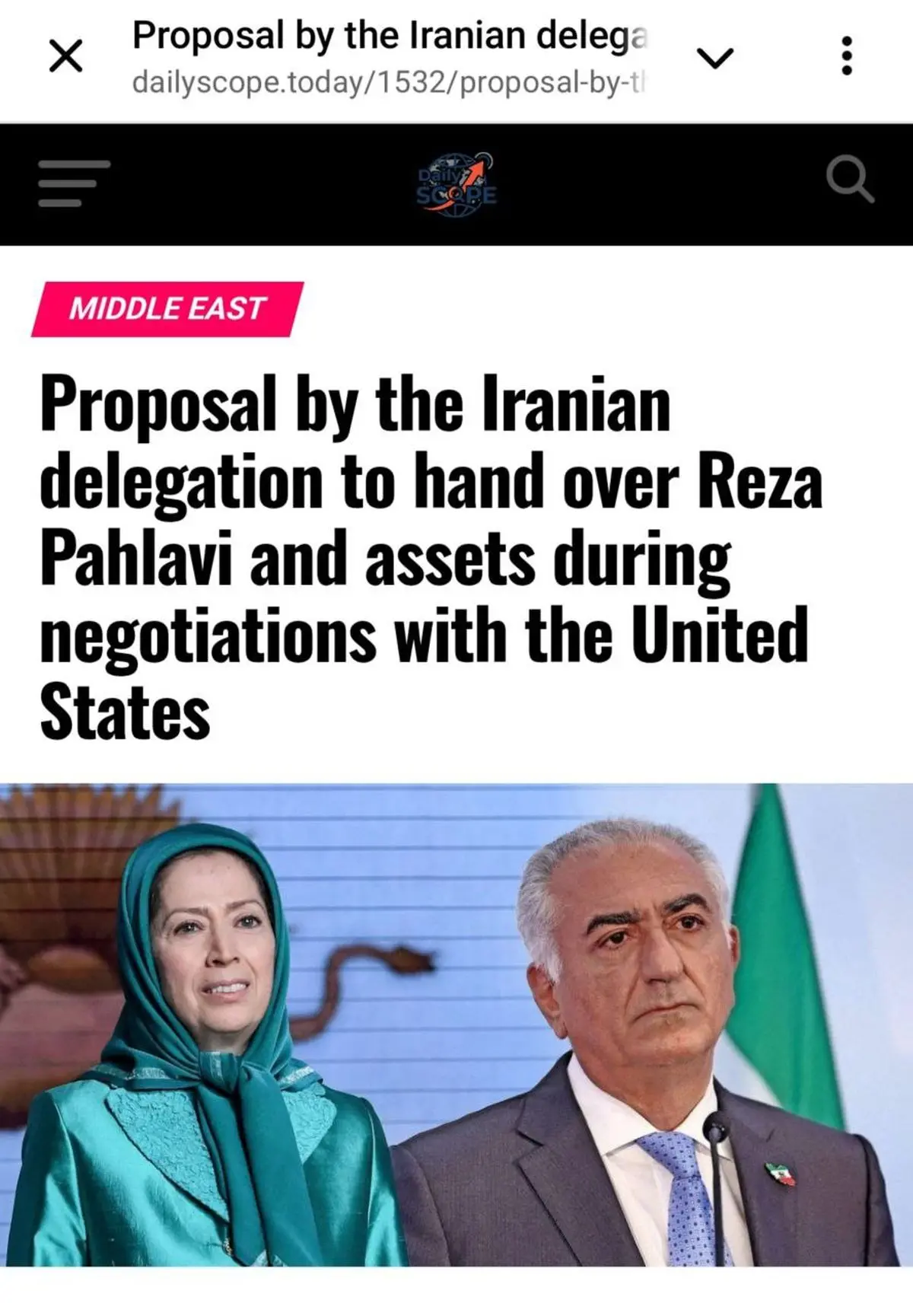 ادعای عجیب سایت انگلیسی دیلی اسکوپ