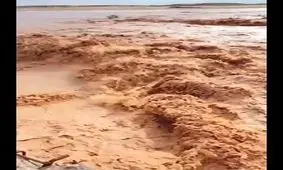 سیلاب یک باند جادۀ اهواز-غیزانیه را بست/ ویدئو