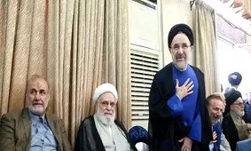 لاریجانی و خاتمی در مراسم ختم مادر احمد مسجدجامعی/ تصویر