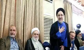 لاریجانی و خاتمی در مراسم ختم مادر احمد مسجدجامعی/ تصویر