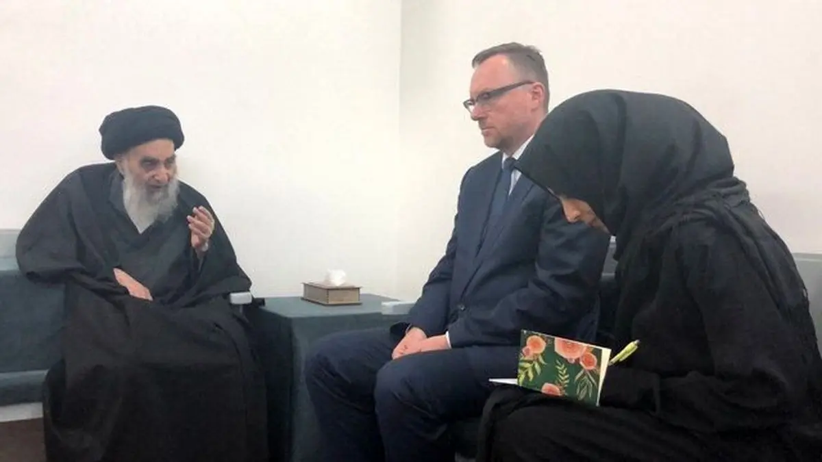 دیدار هیاتی از سازمان ملل با آیت‌الله سیستانی در عراق