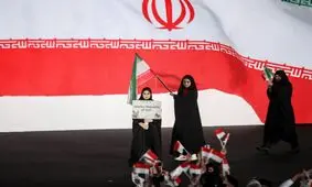 پرچم دار ایران با چادر در پاراآسیایی جوانان رژه رفت/ ویدئو