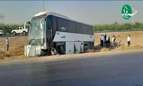 واژگونی اتوبوس در محور شوش - اهواز