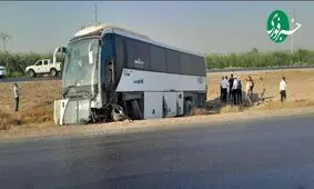 واژگونی اتوبوس در محور شوش - اهواز