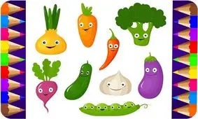 رنگ آمیزی میوه ها و سبزیجات برای سرگرمی و آموزش کودکان